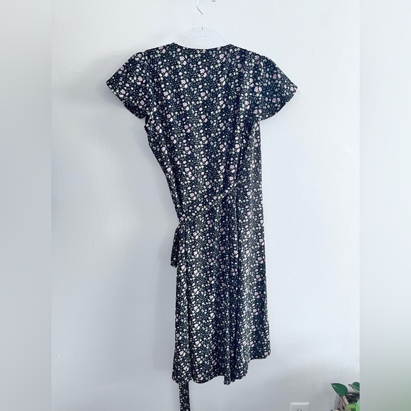 LOFT Floral Print Short Ruffle Sleeve Wrap Dress - Picture 3 of 5